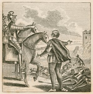 Kong Henry V ser på slagmarken efter franskmændenes nederlag ved Agincourt af English School