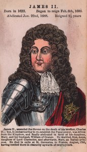 King James II (farvet gravering) af English School