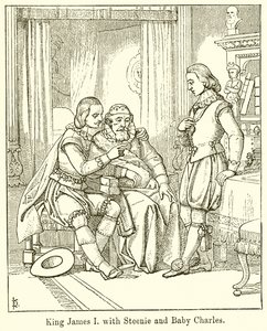 King James I med Steenie og Baby Charles af English School