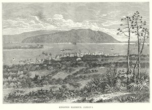 Kingston Harbour, Jamaica (kobberstik) af English School