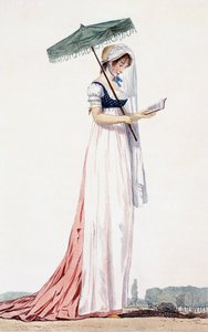 Dame elegant sommerkjole med parasol, fra Delacourt, 1770 (farvegravering) af English School