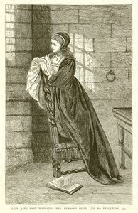 Lady Jane Gray ser sin mand blive ført til henrettelse, 1554 af English School