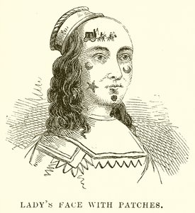 Ladys ansigt med patches af English School