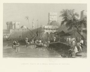 Anløbssted i en lille havn på Rhodos, 1837 af English School
