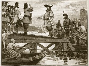 Landing af Marshall Schomberg ved Carrickfergus, illustration fra Cassells Illustrated History of England (sepia foto) af English School