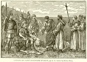 Saint Augustins landgang i Kent, 597 e.Kr. af English School