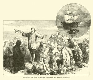 De puritanske fædres landgang i Massachusetts af English School