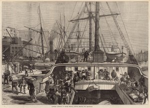 Lander appelsiner ved Fresh Wharf, London Bridge, til jul af English School