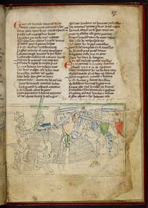 Lansdowne 782 f.27r En kamp mellem beredne riddere, fra 