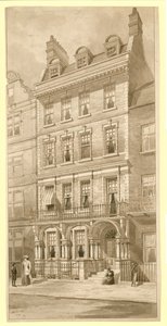 Sidste hus i hjørnet af Bedford Square og Adeline Street, London (wc på papir)