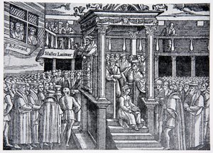 Latimer prædiker før Edward VI, illustration fra The History of the Nation af English School