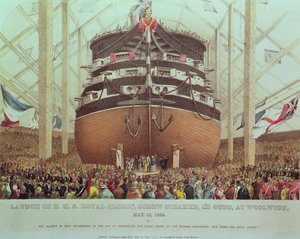 Lancering af H.M.S. Royal Albert, Screw Steamer, 131 Guns, i Woolwich, 13. maj 1854 af English School