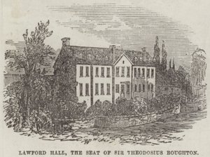 Lawford Hall, sæde for Sir Theodosius Boughton (gravering) af English School