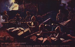 Lce Corporal Smith DC mit seiner Abteilung in Bilot, Nordwestgrenze von English School