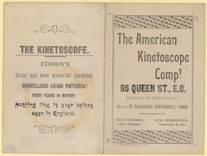 Folder, der reklamerer for Kinetoskopet af English School