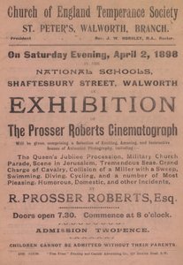 Folder, der reklamerer for en udstilling af Prosser Roberts Cinematograph af English School