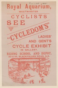 Folder, der annoncerer Cycledoms Ladies and Gents Cycle Exhibit på Royal Aquarium af English School