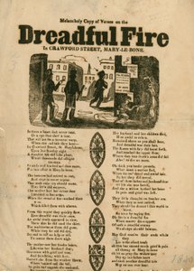 Folder med vers, der vedrører en brand i Crawford Street, Marylebone, London af English School