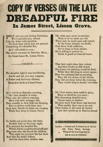 Folder med vers, der vedrører en brand i James Street, Lisson Grove, London af English School