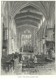 Leeds: The Nave, set mod øst (gravering) af English School