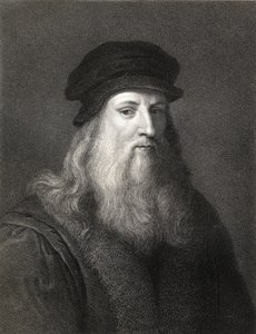 Leonardo da Vinci (1452-1519) gravering) af English School