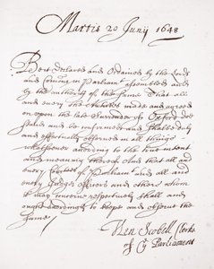 Brev af Henry Scobell, 20. juni 1648 af English School