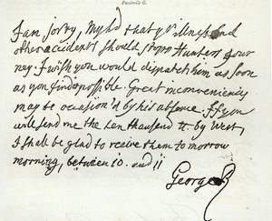 Brev fra George II til hertugen af Newcastle, 1759, offentliggjort i 