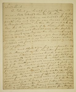 Brev fra William Woodfall (1746-1803) til skuespilleren John Quick (1748-1831) vedrørende John Hendersons positive anmeldelser på Haymarket af English School