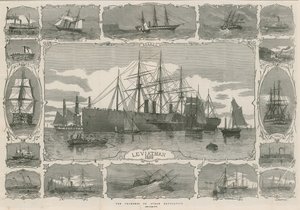 Leviathan 1858; montage af billeder, der viser forløbet af steam nav