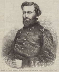 Generalløjtnant Ulysses S Grant, øverstkommanderende for de føderale hære (gravering) af English School