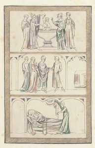 Life of Thomas Becket (farvet gravering) af English School