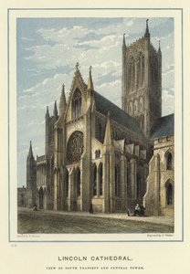 Lincoln Cathedral, udsigt over det sydlige tværskib og det centrale tårn af English School