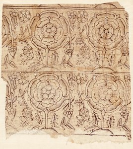 Forpapir med et Tudor Rose-mønster, ca. 1550 (træbloktryk) af English School