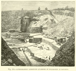 Lithographic limestone quarries of Solnhofen in Bavaria  af English School