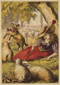 Lille Bo-Peep (farvet gravering) af English School