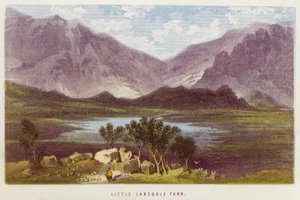 Lille Langdale Tarn (farve litho) af English School
