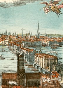 London Bridge (farvelagt gravering) af English School