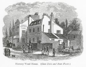 London-klubber: Hornsey Wood House (gravering) af English School