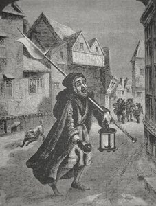 London Watchman fra det 17. århundrede (gravering) af English School