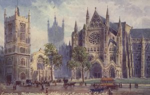 London, Westminster Abbey og St Margarets Church af English School