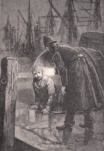 London-politimand på patrulje i havnen finder hjemløs mand, der bor i tom tønde af English School