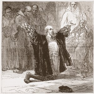 Lord Cobham før biskopperne, illustration fra The History of Protestantism af James Aitken Wylie (1808-1890), pub. 1878 af English School