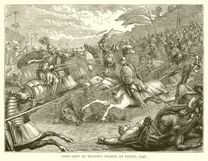 Lord Gray of Wiltons Charge ved Pinkie, 1547 af English School
