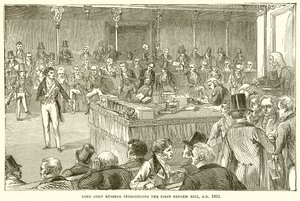 Lord John Russell introducerer det første reformforslag, A.D. 1831 af English School