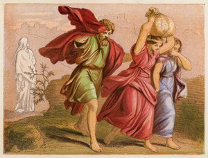 Lots flugt fra Sodoma (farvelitografi) af English School