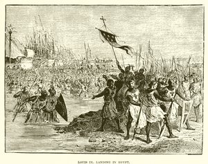 Louis IX lander i Egypten af English School