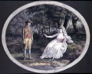 Liebende in einer Waldlandschaft von English School