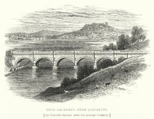 Lune Aqueduct, nær Lancaster (gravering) af English School