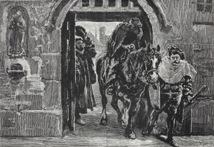 Luther flygter fra Augsburg, illustration fra The History of Protestantism af James Aitken Wylie (1808-1890), pub. 1878 af English School