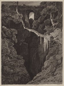 Lydford Bridge (engraving) af English School